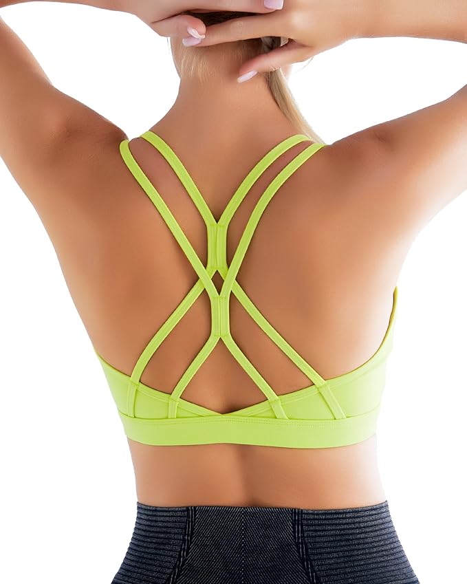 RUNNING GIRL Sports Bras for Women,Strappy Crisscross Back Padded Low Impact Running Sports Bra with Removable Cups