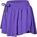 Wsirmet Flowy Shorts for Women Butterfly Shorts 2 in 1 Athletic Workout Gym Biker Running Shorts with Pockets