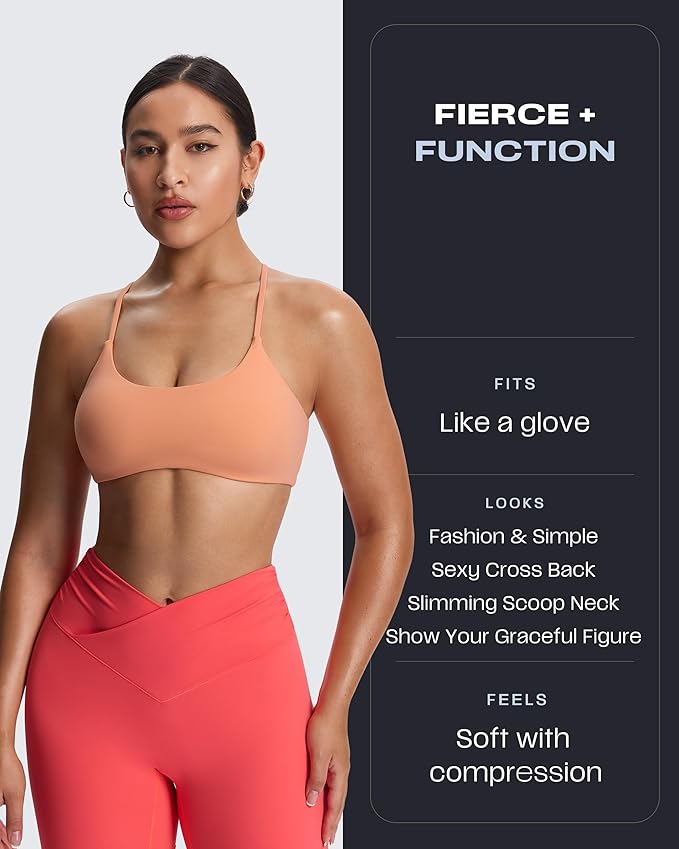Aoxjox Women's Workout Sports Bras Fitness Trinity Ivy Low Impact Bra Yoga Crop Tank