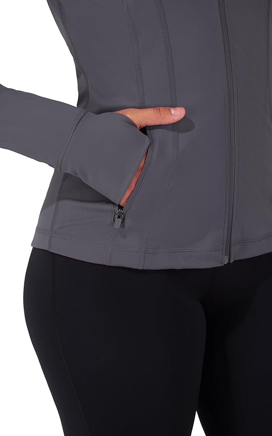 90 Degree By Reflex Full Zip Running Track Jacket Lightweight Athletic Slim Fit Jacket with Thumbholes