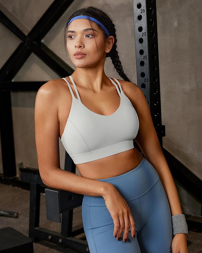 RUNNING GIRL Sports Bras for Women,Strappy Crisscross Back Padded Low Impact Running Sports Bra with Removable Cups