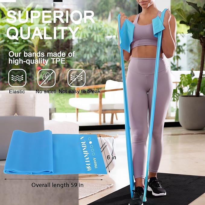 5 Pcs Professional Resistance Bands. Latex-Free, Pilates Band, Work Out Bands, Stretch Bands for Working Out Women or Men, Exercise Bands Set for Pilates, Physical Therapy, Yoga