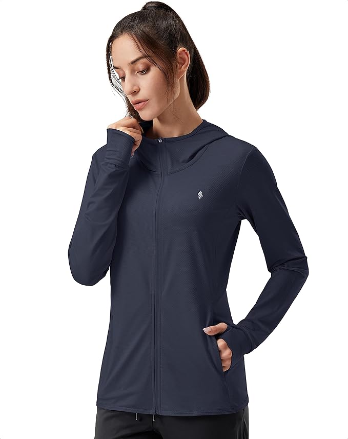 Soothfeel Women's UPF 50+ Sun Protection Hoodie Jacket Lightweight Long Sleeve Sun Shirt for Women with Pocket Hiking Outdoor