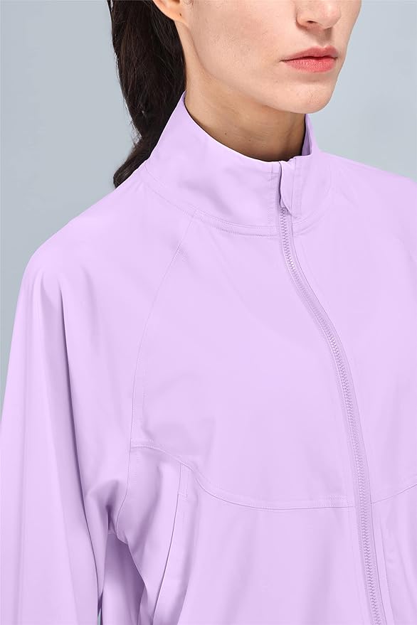 altiland Women's Athletic Running Yoga Gym Track Zip Up Cropped Jackets UPF 50+ Sun Protection Long Sleeve Workout Shirts