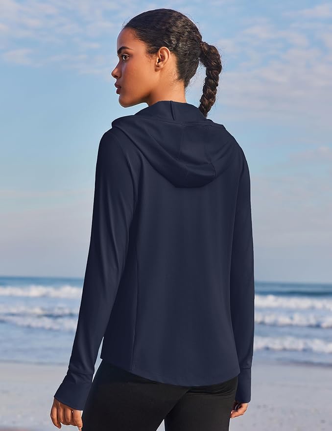 PINSPARK Women's UPF 50+ Sun Protection Hoodie Jacket Lightweight Full Zip Athletic Jacket Long Sleeve Shirt with Pockets