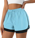 Yevrimow Women's 2 in 1 Running Shorts for Gym Yoga Workout Athletic Shorts High-Waisted Shorts with Liner Pockets