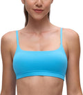 CRZ YOGA Butterluxe Adjustable Spaghetti Strap Sports Bras for Women - Scoop Neck Wireless Padded Yoga Workout Crop Top