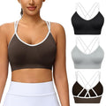 VEQKING Women's Cross Back Sports Bra Padded Strappy Medium Support Yoga Bra for Workout Fitness 3 Pack
