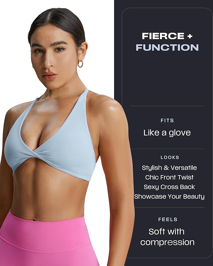 Aoxjox Women's Workout Sports Bras Fitness Metamorph Sienna Twist Bra Yoga Crop Tank
