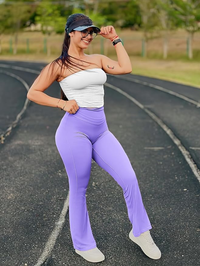 YEOREO Women's Mini Flared Workout High Waist No Front Seam Yoga Legging Pants