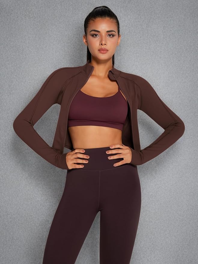 Womens Zip Up Bbl Jacket Lightweight Cropped Athletic Jacket Track Gym Workout Jackets for Running Yoga Hiking