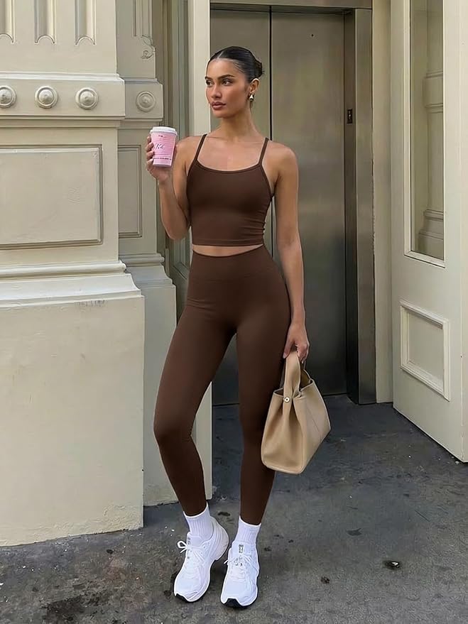 Matching Workout Sets for Women,Breathable Sport Bras & Seamless Leggings,2 Piece ActiveWear Outfits for Pilates/Gym/Athletic