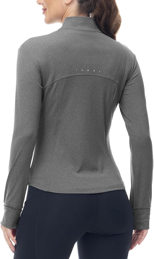 BGOWATU Women's Workout Athletic Jacket Full Zip Running Jackets Gym Yoga Track Tops with Pockets Thumb Hole