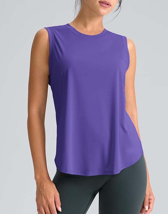 SANTINY Women's Sleeveless Workout Tops Breathable Lightweight Active Tennis Yoga Shirts Athletic Running Tank Tops for Women