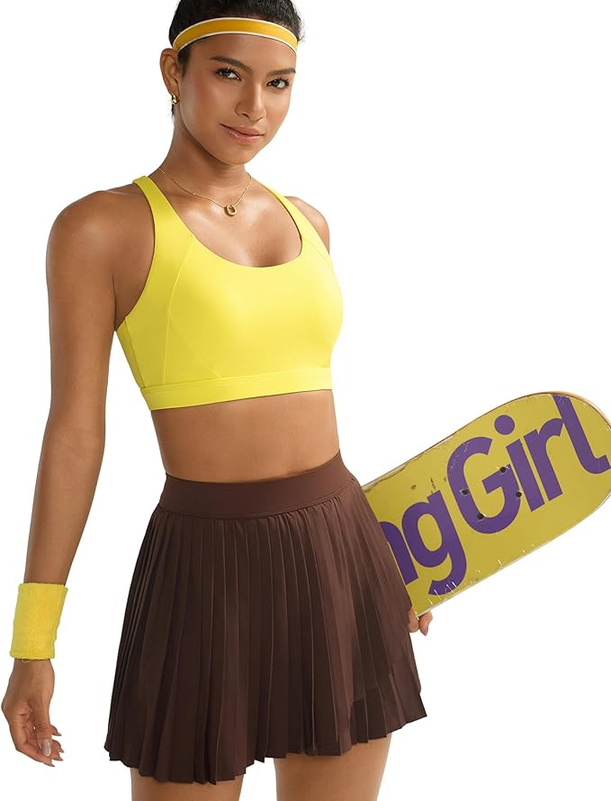 RUNNING GIRL Sports Bra for Women High Support,Molded Cup Strappy Running Sports Bras with Sewn in Pads