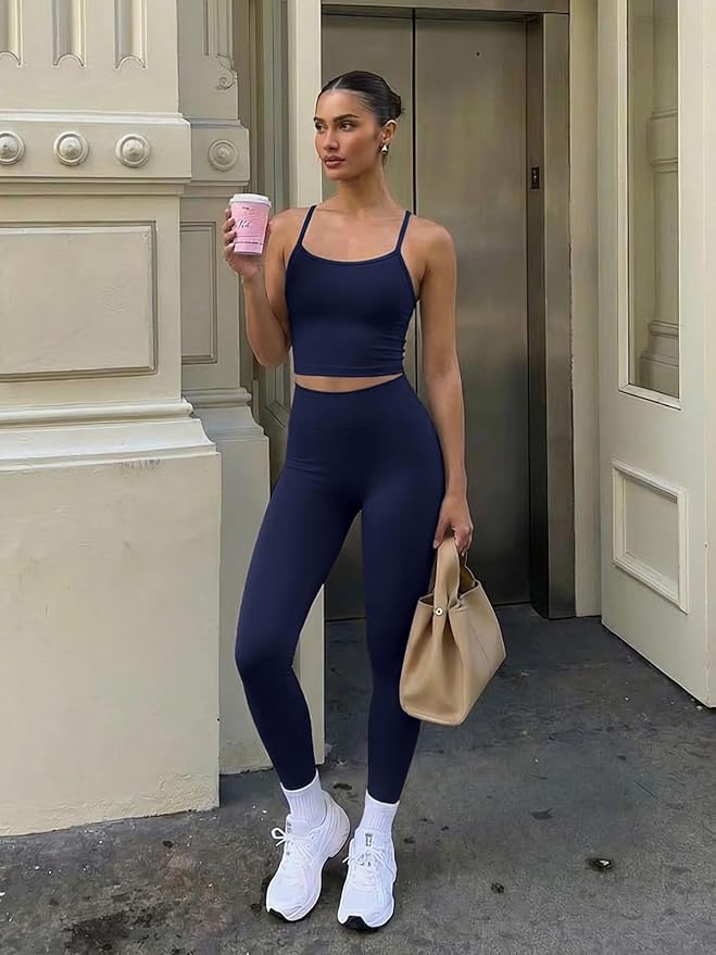 Matching Workout Sets for Women,Breathable Sport Bras & Seamless Leggings,2 Piece ActiveWear Outfits for Pilates/Gym/Athletic