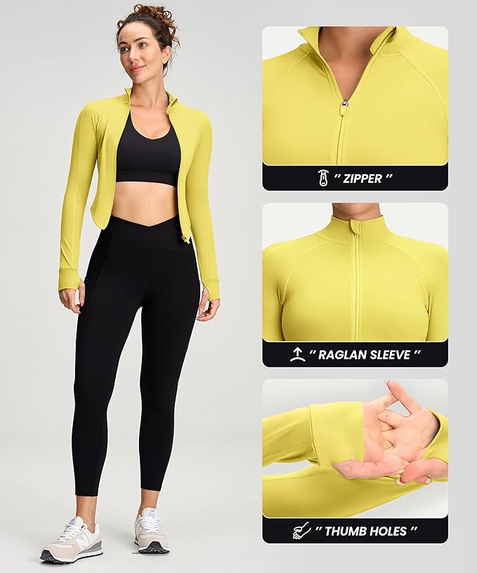 Womens Zip Up Bbl Jacket Lightweight Cropped Athletic Jacket Track Gym Workout Jackets for Running Yoga Hiking