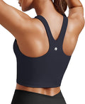 PINSPARK Women Sports Bra High Neck Racerback Workout Crop Tank Top Longline Padded Yoga Tops with Built in Pads