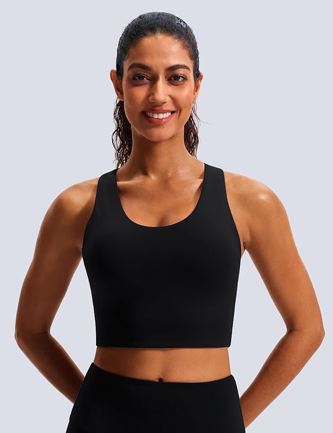 Sports Bras for Women Criss-Cross Back Padded Workout Tank Tops Medium Support Crop Tops for Women