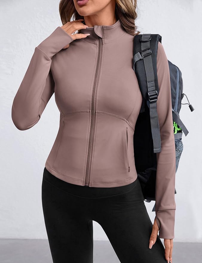 Avoogue Women Lightweight Active Jacket Full Zip Workout Running Yoga Athletic Outerwear with Pockets