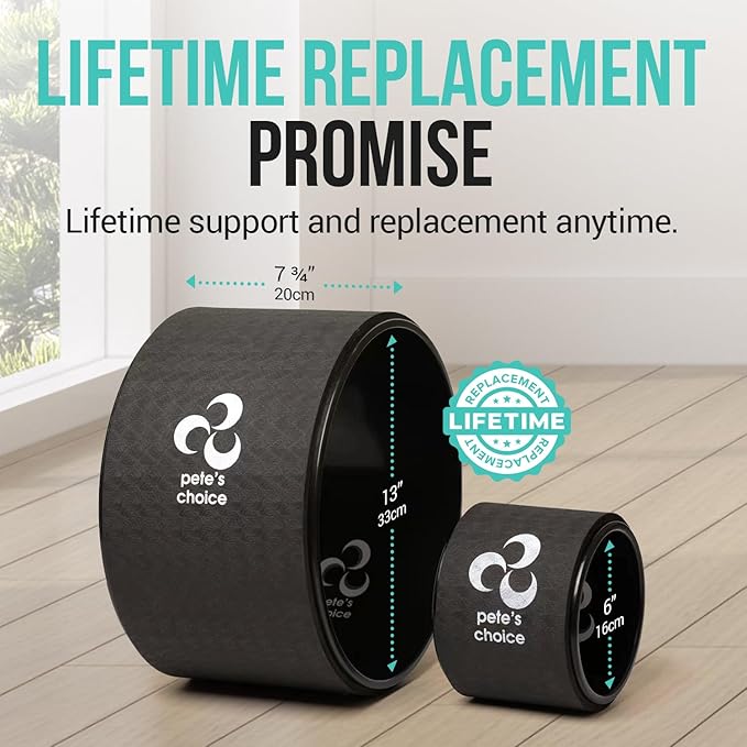 Extra Wide Yoga Wheel, Mini Yoga Wheel - Beginner Friendly Yoga Kit. More Comfortable, Stable and Safer Back Roller. Improve posture, better mobility. Ideal Home Exercise. Relieve Back Pain.