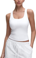 CRZ YOGA Softembrace Scoop Neck Tank Tops for Women - Casual Going Out Soft Double Lined Crop Basic Sleeveless Shirts