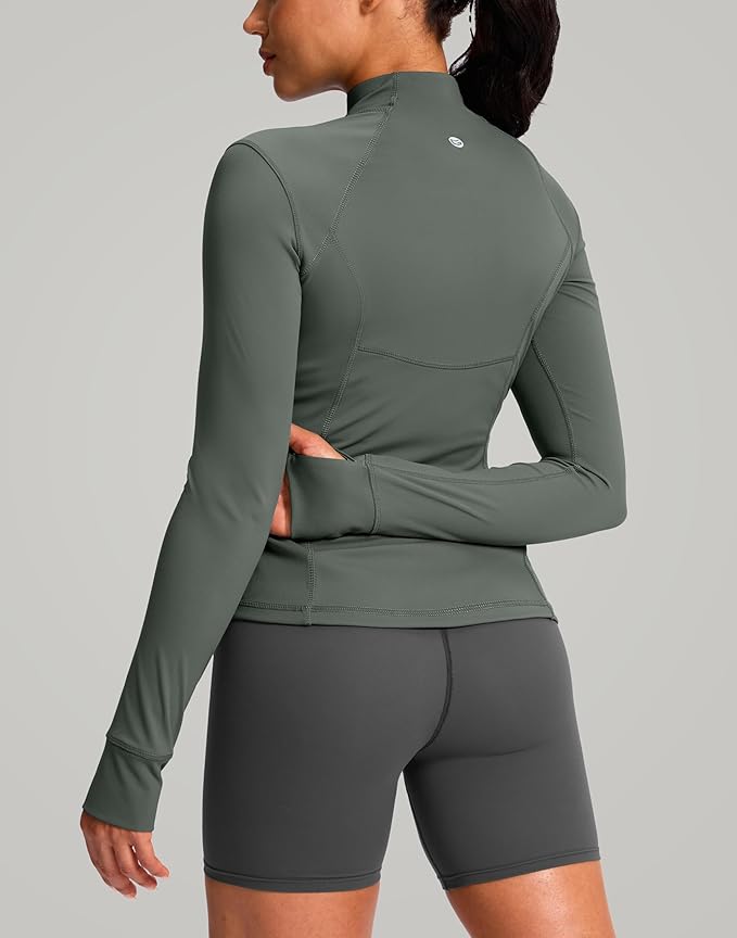 G Gradual Women's Workout Jackets Extended Waist Length Slim Full Zip 4 Pockets Athletic Jacket Spring Running Yoga Clothes
