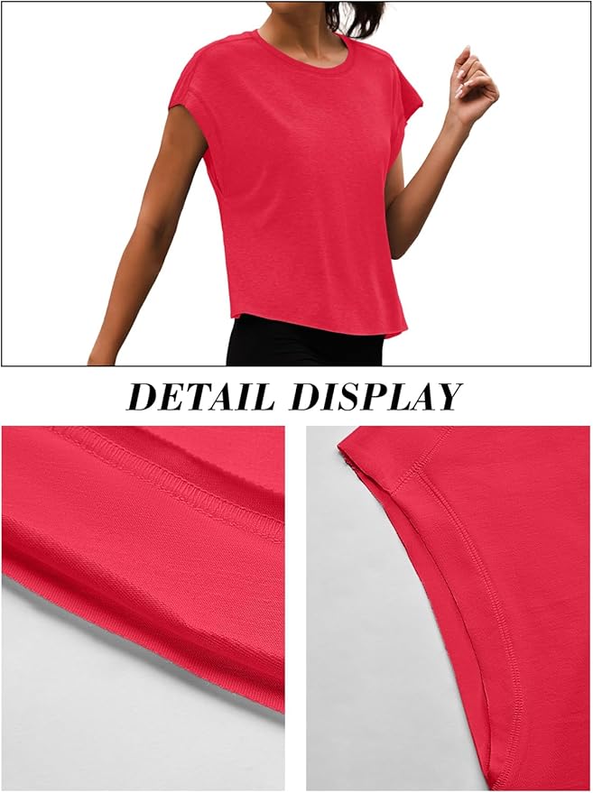 Women Open Back Workout Shirts Short Sleeve Tops Casual Yoga Y2k Athletic Gym Running Crop Tees
