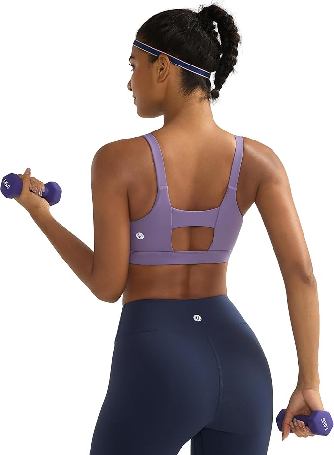 RUNNING GIRL Sports Bra for Women High Support, Molded Cup High Impact Sports Bras with Sewn in Pads