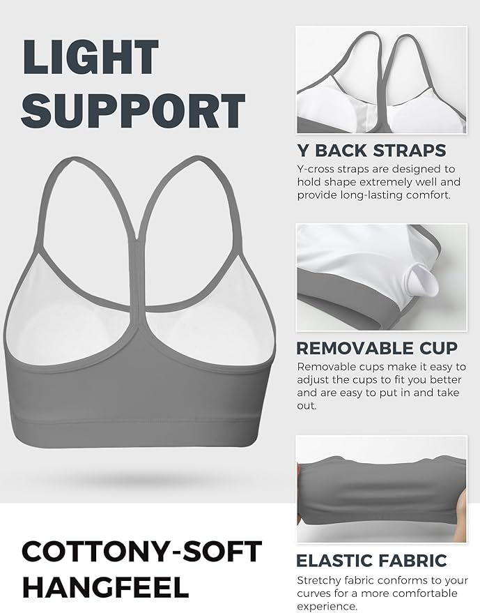 Buauty Sports Bra for Women, Y Back Light Support Workout Bra with Removable Pads for Yoga Pilates Gym