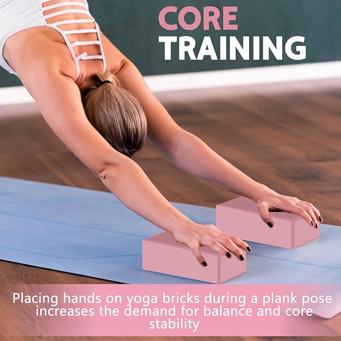 9"x6"x3" Yoga Blocks, Soft Non-Slip Surface Premium Foam Blocks, Supportive, Lightweight, Odor Resistant, Yoga Accessories for Pilates Meditation General Fitness Stretching Toning