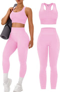 OLCHEE Womens Workout Sets 2 Piece - Acid Wash Seamless Yoga Outfits High Waist Leggings Padded Racerback Sports Bra Gym Set