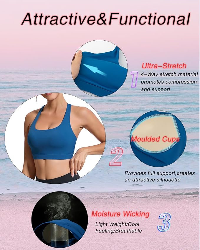 RUNNING GIRL Sports Bras for Women, Molded Cup High Impact Sports Bra Workout Bras for Women High Support Racerback