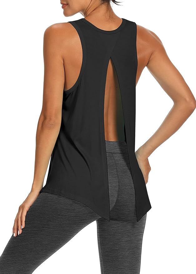 Bestisun Workout Tank Tops Open Back Yoga Exercise Shirts Tie Back Athletic Clothes for Women