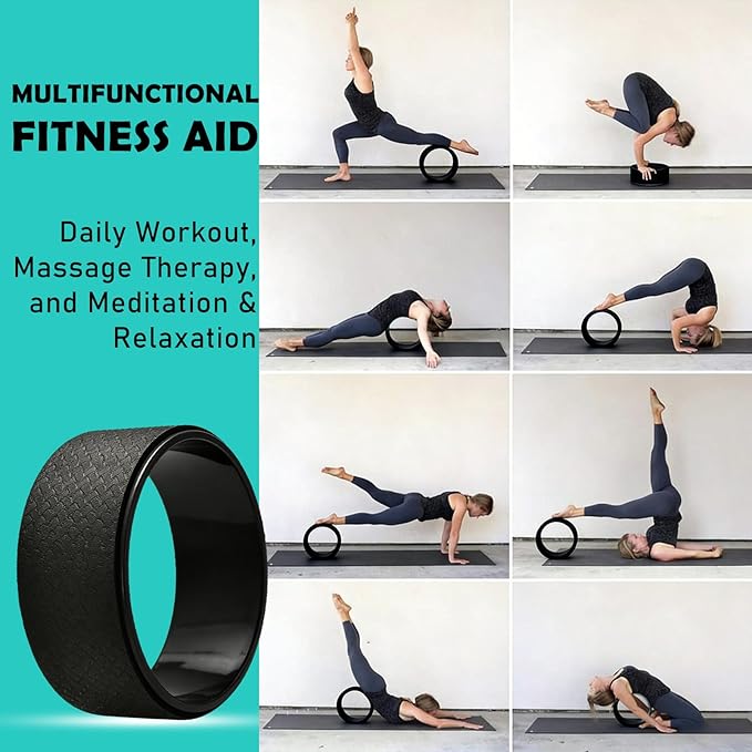 NGT Yoga Wheel 13 inch Yoga Wheel for Back Pain Strongest and Most Comfortable Dharma Yoga Prop Wheel with Free Yoga Bands