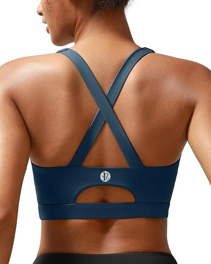 RUNNING GIRL Sports Bra for Women High Support,Molded Cup Strappy Running Sports Bras with Sewn in Pads