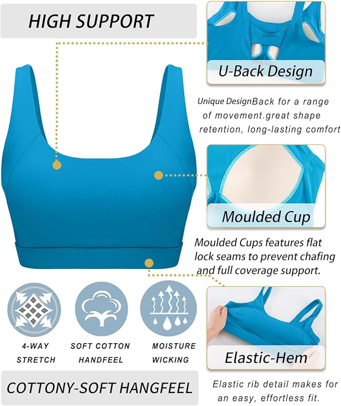 RUNNING GIRL Sports Bra for Women High Support, Molded Cup High Impact Sports Bras with Sewn in Pads