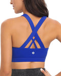RUNNING GIRL Sports Bras for Women,Padded Strappy Sports Bras Criss-Cross Back Medium Support Sports Bras with Removable Cups