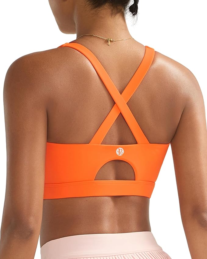 RUNNING GIRL Sports Bra for Women High Support,Molded Cup Strappy Running Sports Bras with Sewn in Pads