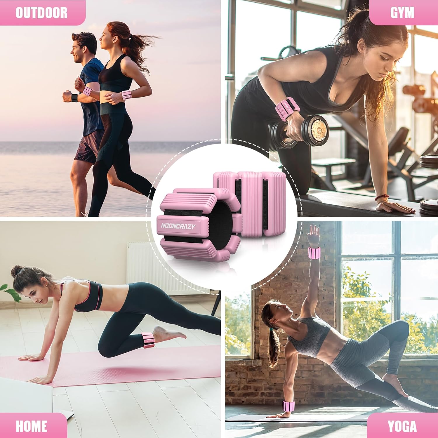 Pilates Wrist Ankle Weight for Women, Adjustable Weight Set of 2