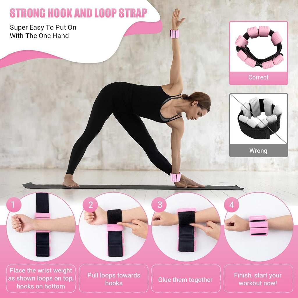 Pilates Wrist Ankle Weight for Women, Adjustable Weight Set of 2