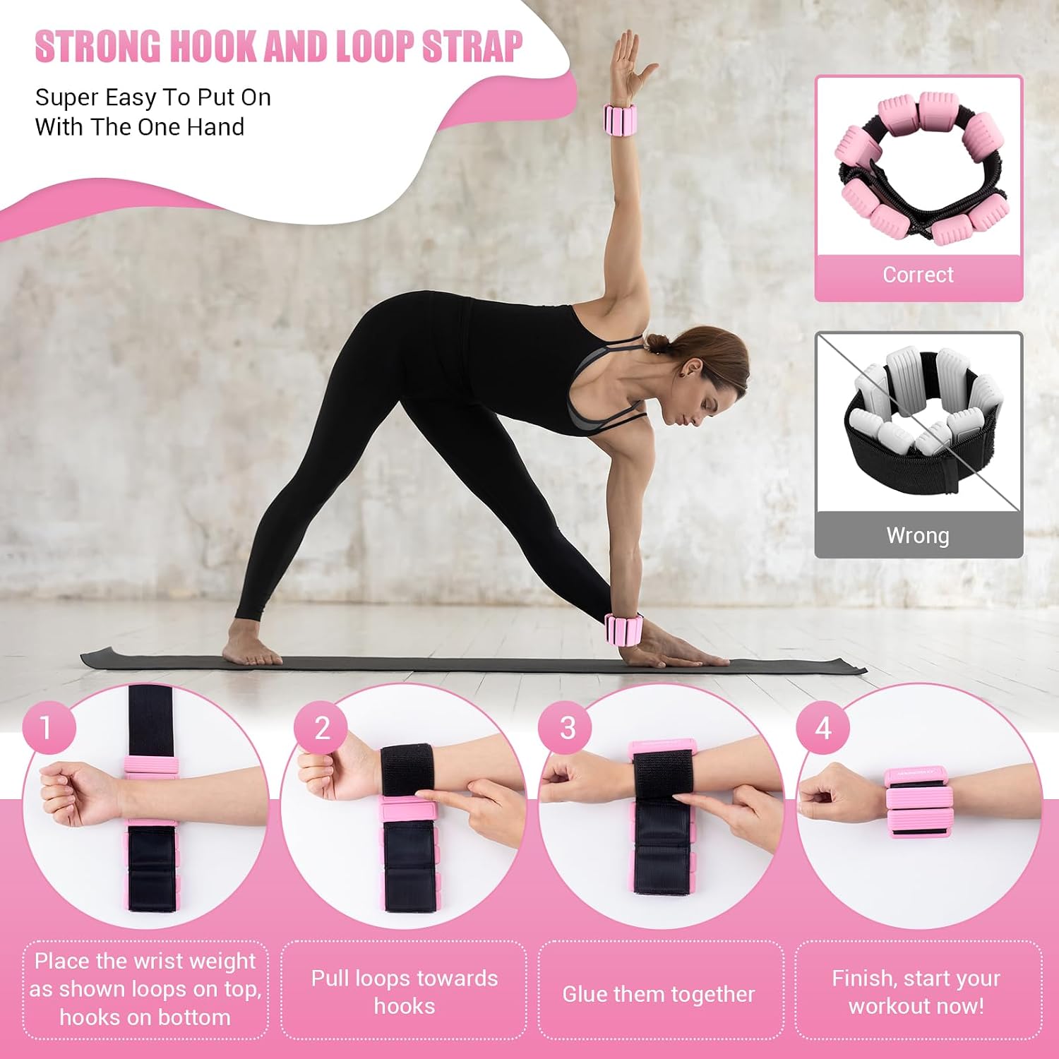 Pilates Wrist Ankle Weight for Women, Adjustable Weight Set of 2