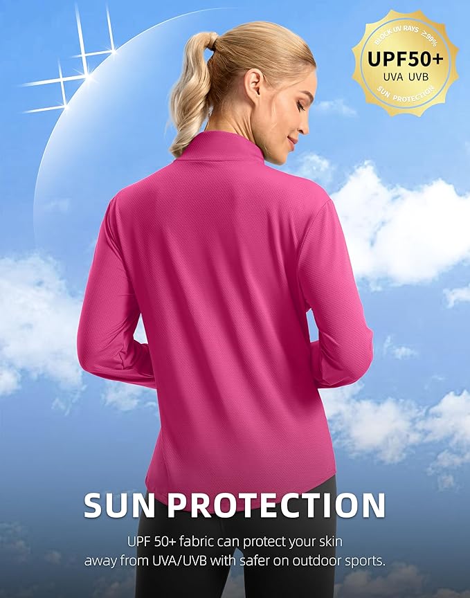 Soothfeel Women's UPF 50+ Lightweight Athletic Jackets Sun Protection Zip Up Long Sleeve Shirts Hiking Workout Outdoor Pocket