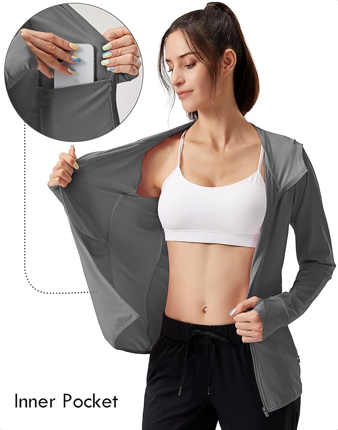 Soothfeel Women's UPF 50+ Sun Protection Hoodie Jacket Lightweight Long Sleeve Sun Shirt for Women with Pocket Hiking Outdoor