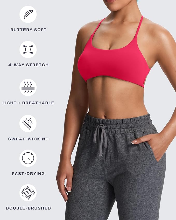 Aoxjox Women's Workout Sports Bras Fitness Trinity Ivy Low Impact Bra Yoga Crop Tank