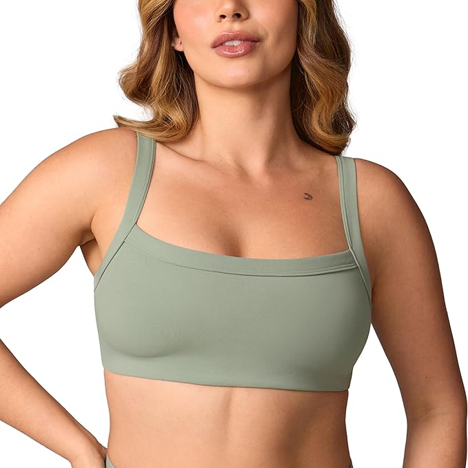 UNISSU Hugcurve Adjustable Sports Bra Square Neck Wireless Padded Yoga Workout Tops