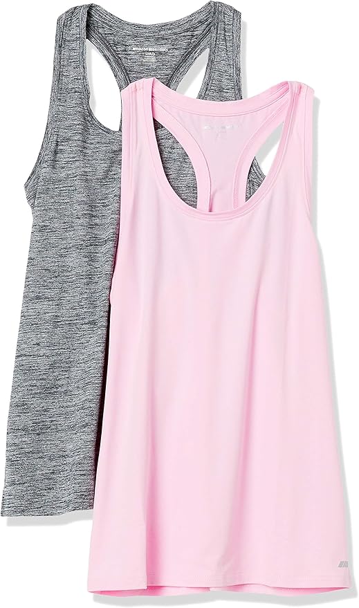 Amazon Essentials Women's Active Quick Dry Tech Stretch Racerback Scoop Neck Tank Top, Multipacks
