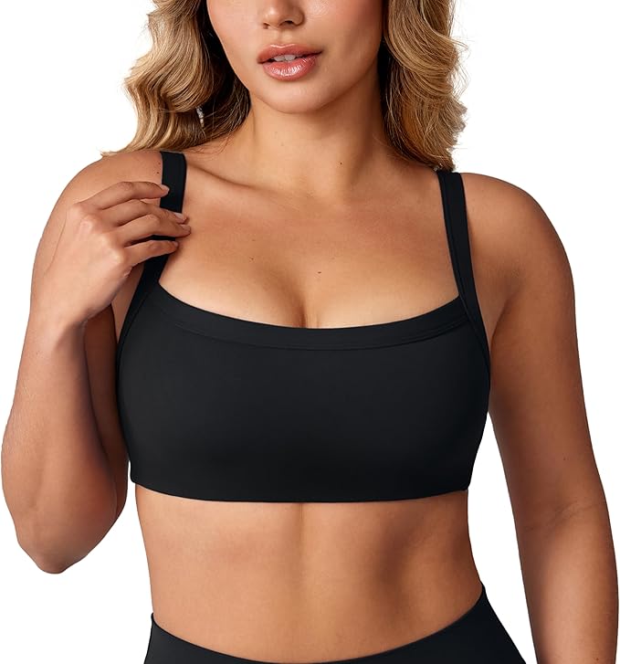 UNISSU Hugcurve Adjustable Sports Bra Square Neck Wireless Padded Yoga Workout Tops