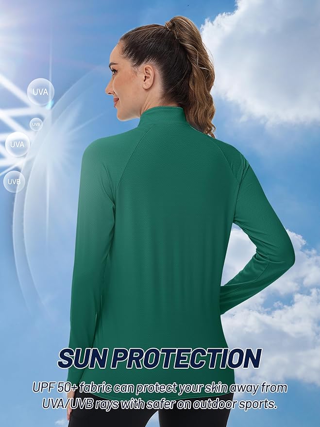 TACVASEN Women's Athletic Jackets Lightweight UV Protection Shirts Full Zip Workout Jacket UPF 50+ Long Sleeve Sun Shirt