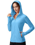 Soothfeel Women's UPF 50+ Sun Protection Hoodie Jacket Lightweight Long Sleeve Sun Shirt for Women with Pocket Hiking Outdoor